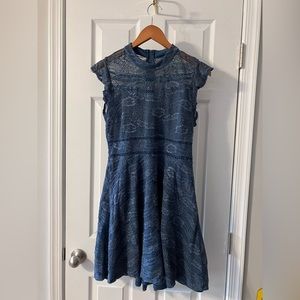FRANCESCA’S Blue Lace Cocktail Dress, Size Large